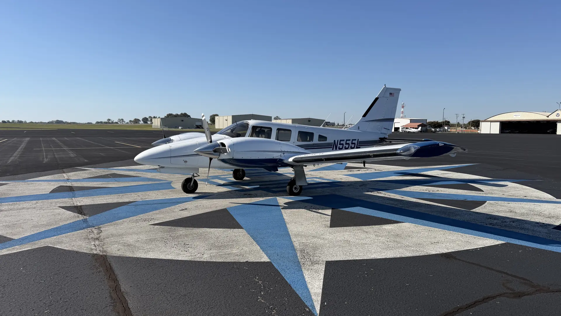 Right Rudder Aviation Piper Seneca on the ramp in Jackson, Tennessee